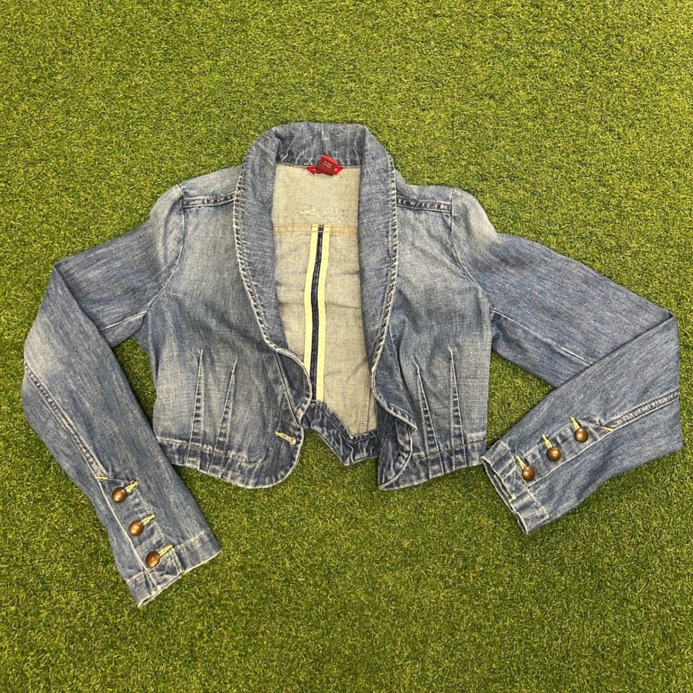 Guess Jeans Womens Blue Cropped Denim Bolero Jacket Medium Wash Size L